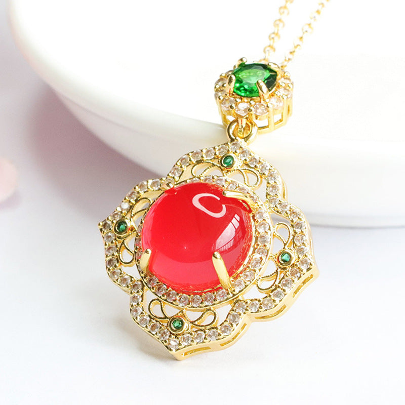 Carnelian Pendant Carnelian Petal Necklace for Women Retro MN3080207