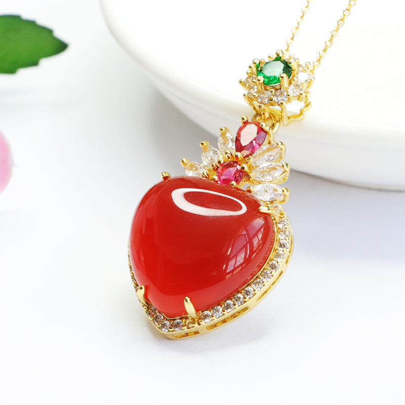 Natural red agate pendant chalcedony love cross-border hot selling jewelry MN2102001