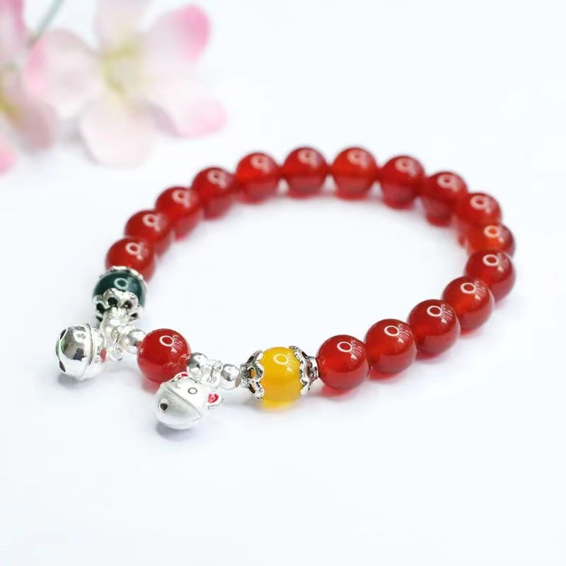 Pure Silver Red Agate Bracelet Chalcedony Year of the Tiger Bracelet Zodiac Tiger MN1122582