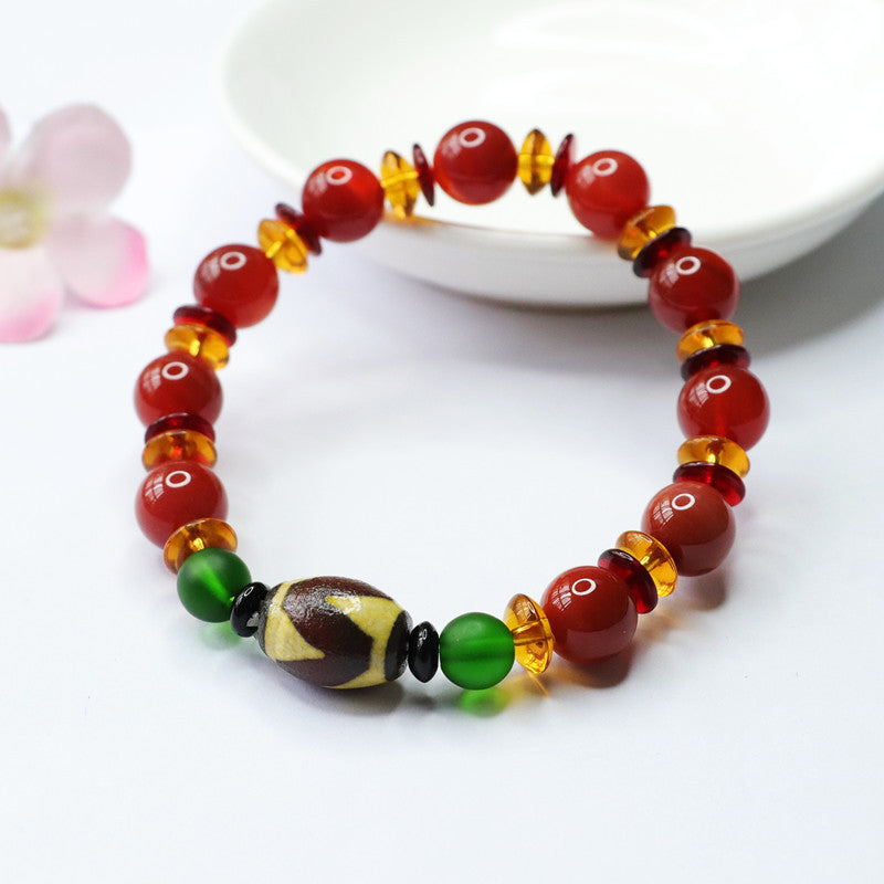 Tiger Tooth Dzi Beads Chalcedony Bracelet Red Agate Bracelet Jewelry MN2032205