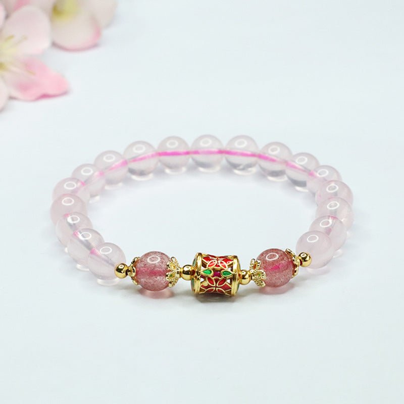 Natural pink crystal bracelet strawberry crystal bracelet colorful treasure jewelry for women CB3032904 