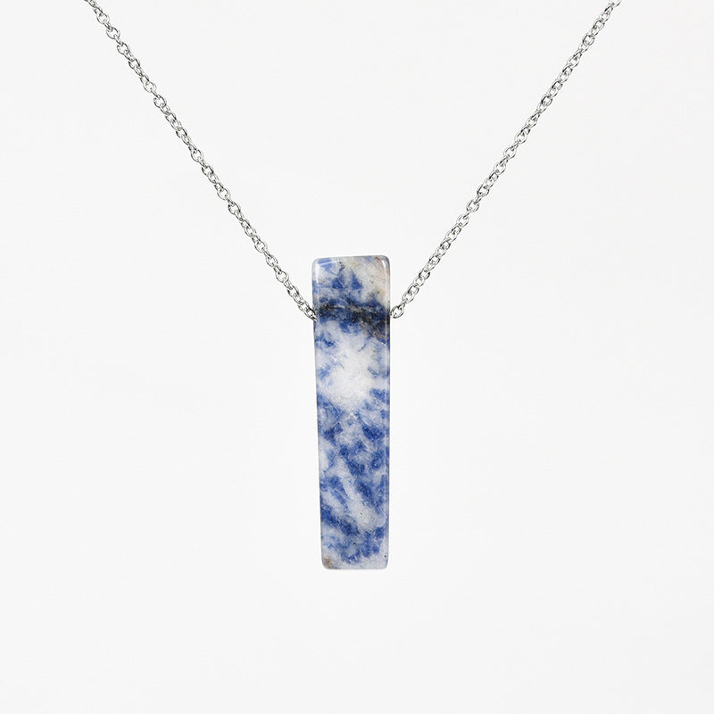 Natural crystal agate irregular flat long necklace with long pendant live source 