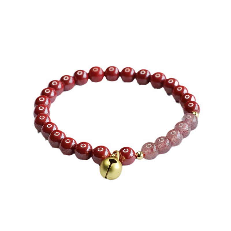 Cinnabar Imperial Sand Bracelet Strawberry Crystal Bell Bracelet ZS3071201 