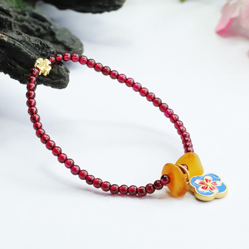 Natural garnet bracelet Brazilian crystal peach blossom bracelet colorful treasure CB2090502 