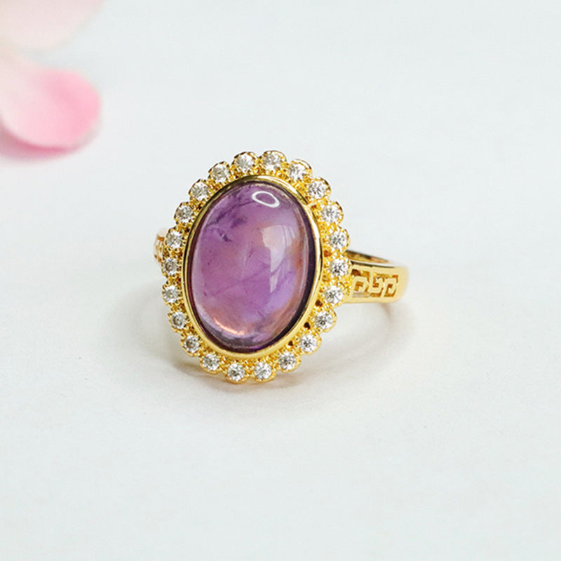 Natural Amethyst Ring Purple Colorful Jewelry Ring Fashion Ring CB4040505 