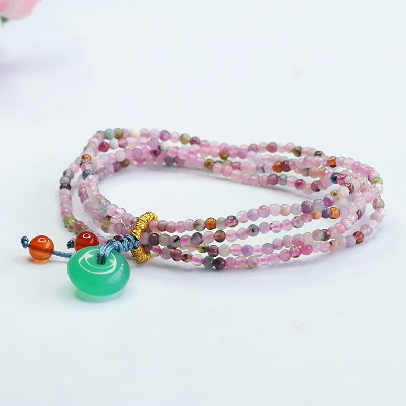 Natural candy tourmaline bracelet multi-circle chrysoprase safety buckle bracelet for women CB3022402 