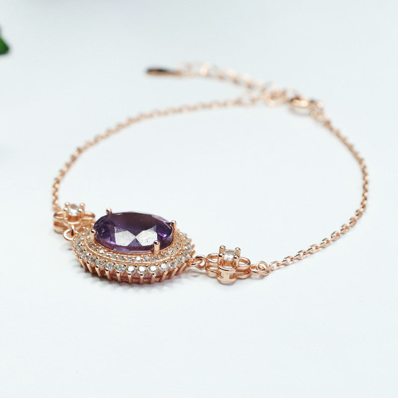 S925 silver inlaid with natural amethyst bracelet Brazilian colorful treasure light luxury CB2110611 