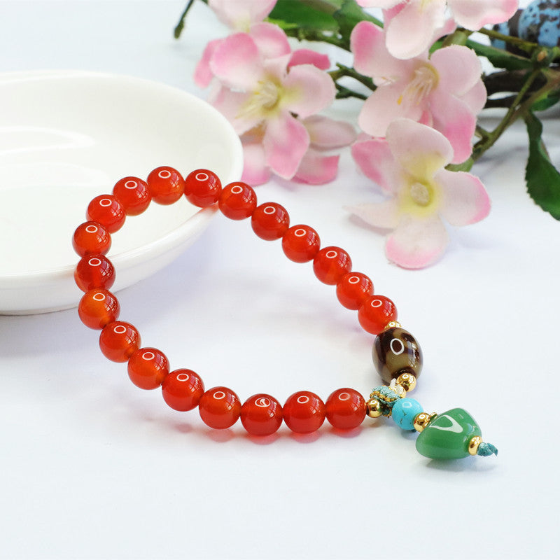 Natural red agate bracelet dzi beads chalcedony diy tassel bracelet MN2062303