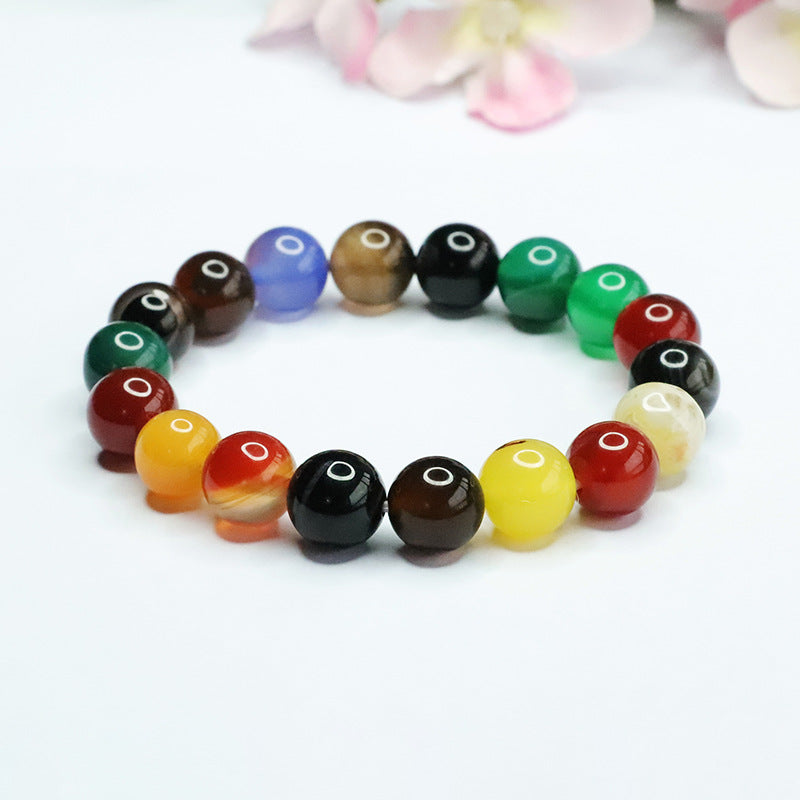 Natural Agate Bracelet Colorful Chalcedony Bracelet Single Circle Women CB3050505