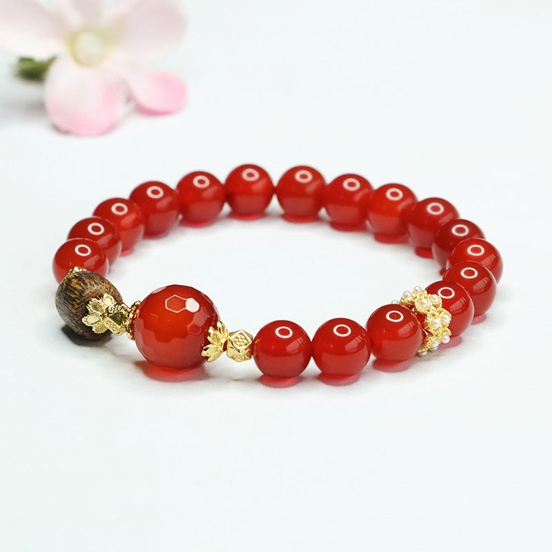 Natural red agate bracelet chalcedony agarwood bracelet new Chinese style CB4030903