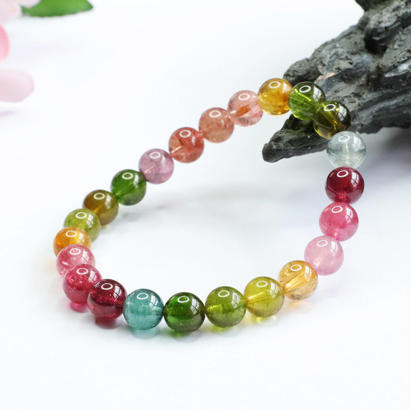 Natural tourmaline bracelet Brazilian old mine rainbow 8m bracelet crystal color treasure supply CB2081607 