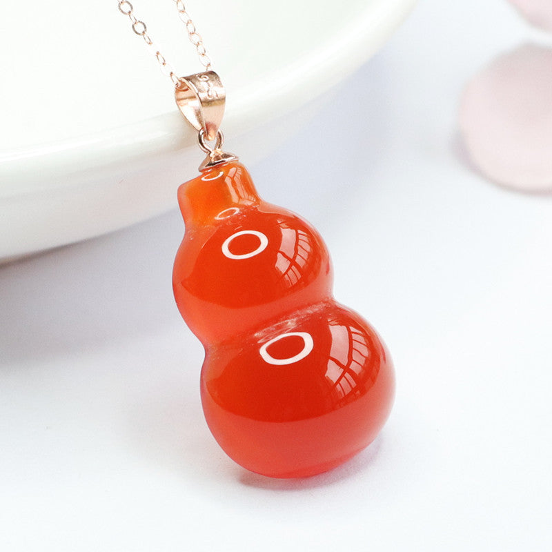 S925 silver inlaid with natural red agate gourd pendant chalcedony pendant jewelry MN2042011