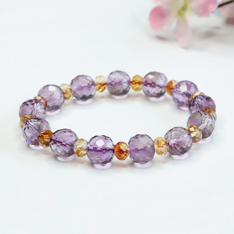 Natural amethyst faceted beads bracelet citrine bracelet jewelry CB3111407 