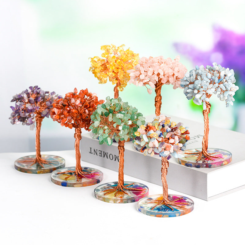 Amethyst Agate Base Crystal Tree Ornaments Crafts Amethyst Crystal Tree Home Office Desktop Creative Tree Decoration 