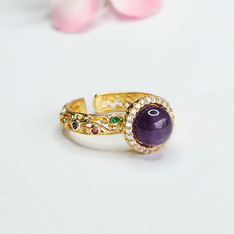 Natural Amethyst Ring Purple Colorful Open Ring Ring CB4040504 