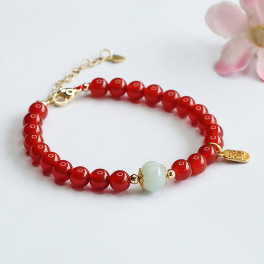 Natural red agate bracelet emerald pumpkin bead bracelet new Chinese style welfare MN4061202