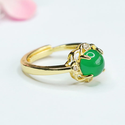 Ice chrysoprase ring agate finger ring fashion jewelry MN4012601