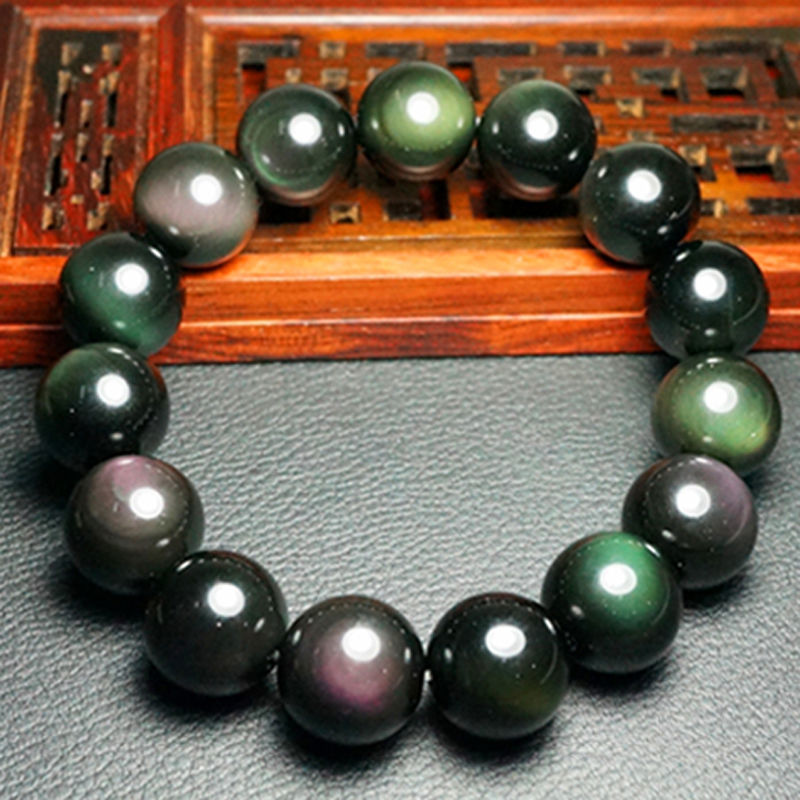 Customized natural rainbow eye obsidian bracelet couple style cat eye bracelet CB2040901 