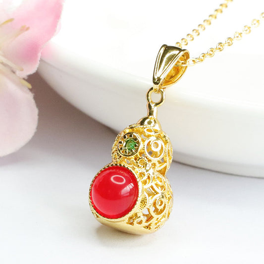 Red agate pendant pigeon blood carnelian gourd necklace for women MN3080401