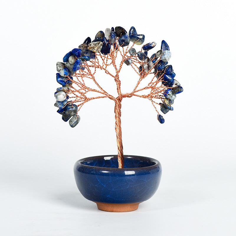 Natural crystal tree gravel ornaments crystal tree home creative office decoration crafts colorful small bowl shape base 