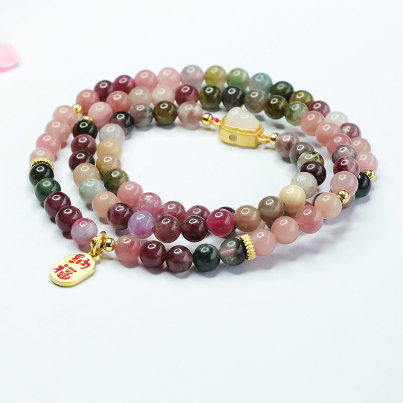 Natural Brazilian tourmaline bracelet multi-circle crystal bracelet for women CB3032705 