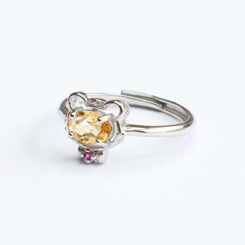 Natural citrine ring tiger tiger live mouth ring jewelry accessories CB2042312 