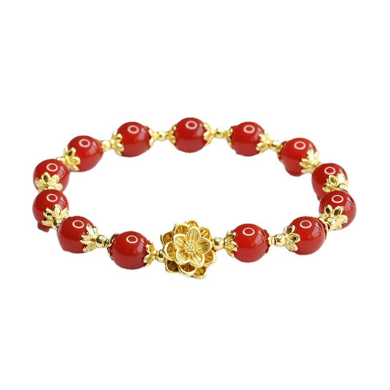 Natural Red Agate Bracelet Lotus Gypsophila Bracelet Women's Crystal Jewelry MN3030704