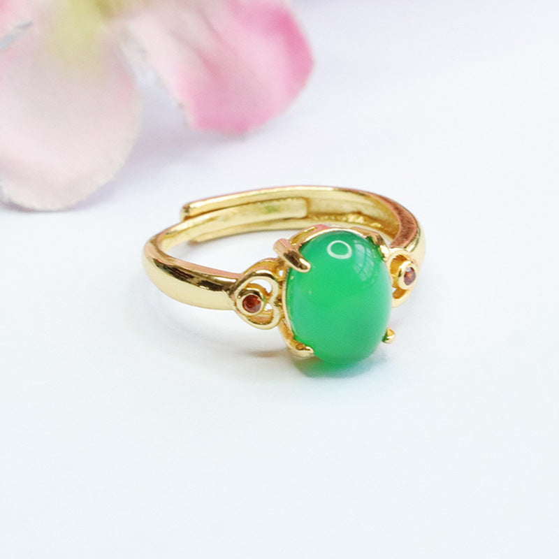 Natural chrysoprase ring pigeon blood red agate ring ethnic style MN3110501