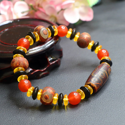 Tibetan nine-eye dzi bead bracelet agate bracelet jewelry MN1122577