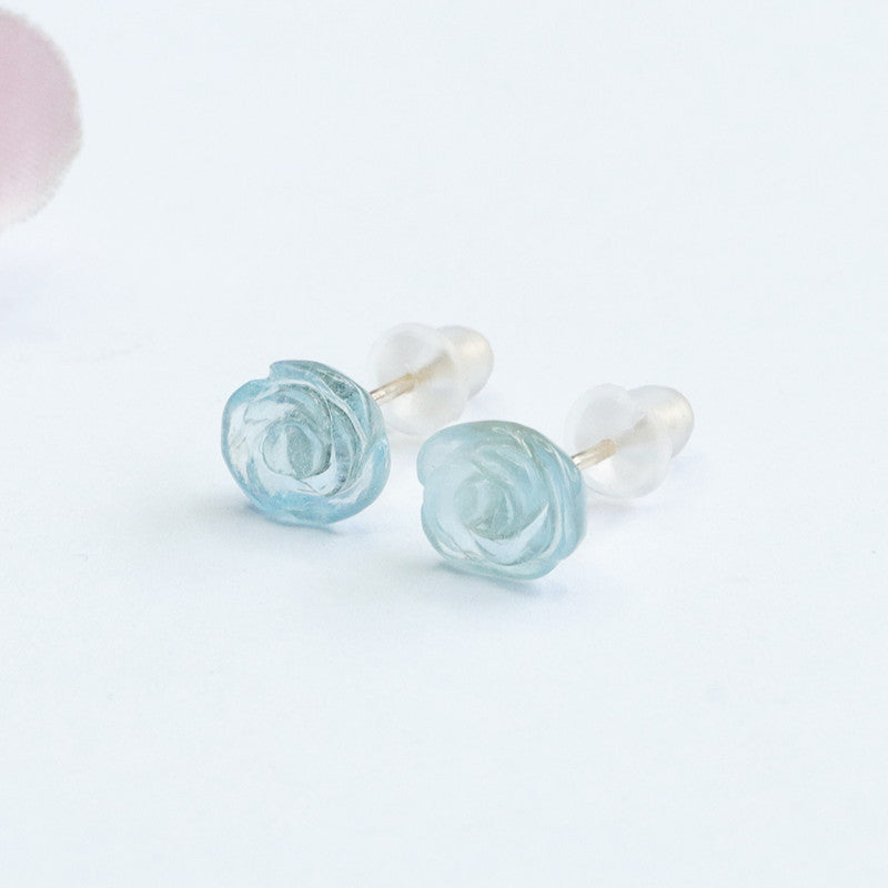 S925 silver set with natural aquamarine flower earrings crystal earrings jewelry CB2042501 