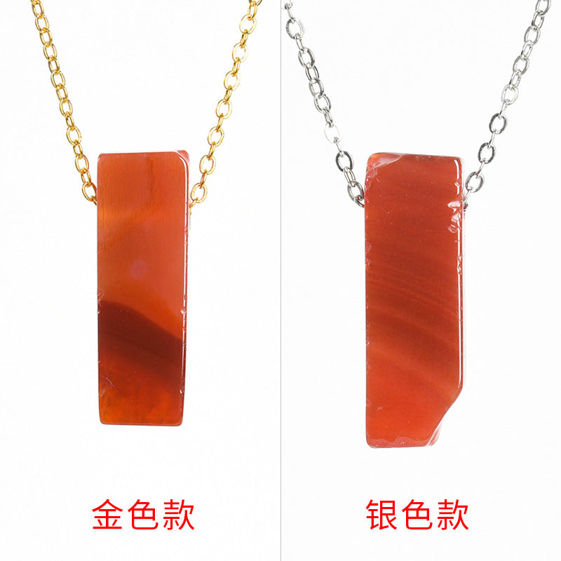 Natural crystal agate personalized irregular flat long necklace with long pendant 