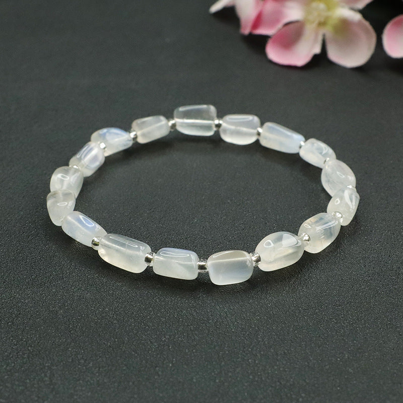 Natural white moonstone bracelet cream body blue light crystal color treasure CB2120609 