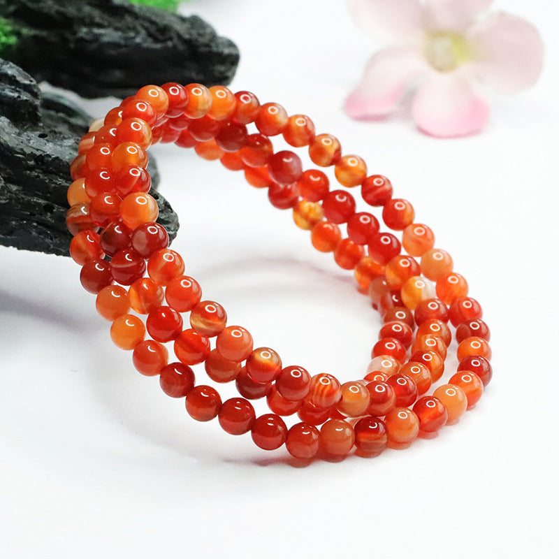 Red sardonyx 108 beads necklace striped chalcedony multi-circle bracelet MN3121401