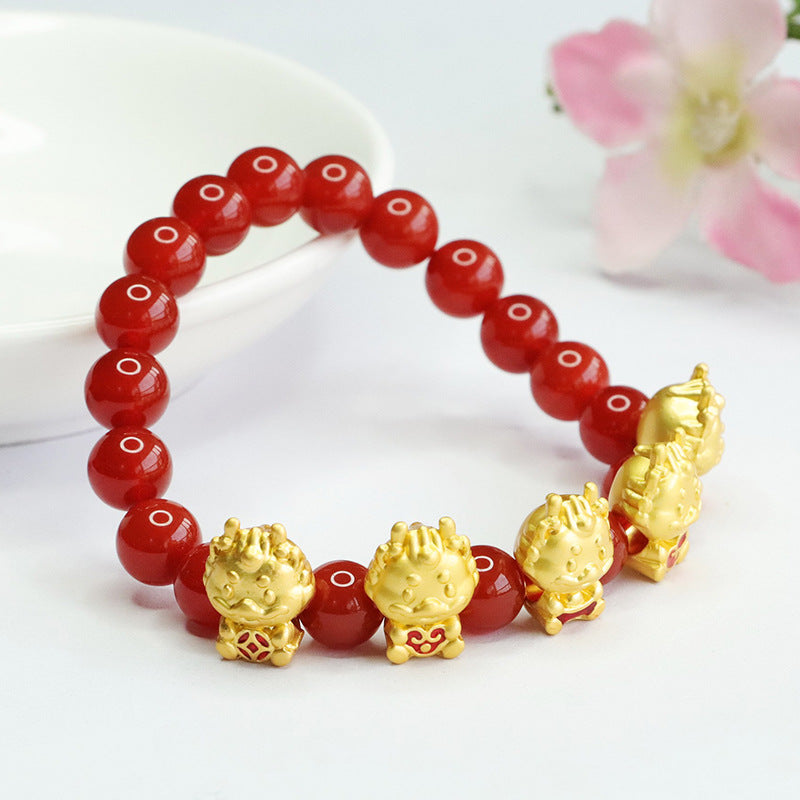 Customized natural red agate bracelet Five Fortune Dragon Bracelet Year of the Dragon Ben Ming Nian MN3111605