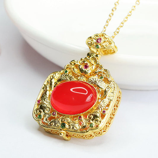 Red agate pendant pigeon blood red agate phoenix sachet necklace for women MN3080410