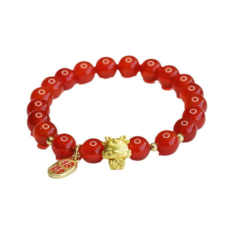 Natural red agate bracelet zodiac dragon bracelet year of the dragon zodiac year jewelry CB3111203