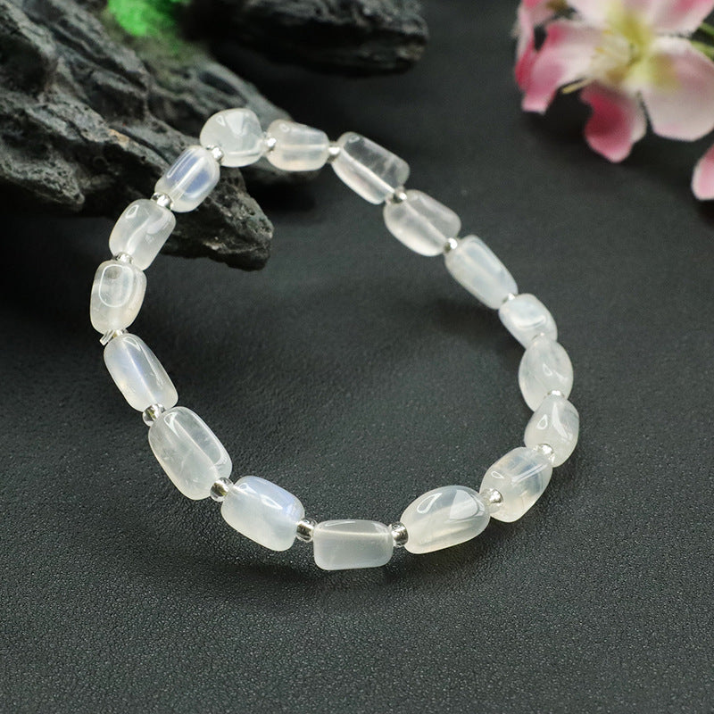 Natural white moonstone bracelet cream body blue light crystal color treasure CB2120609 