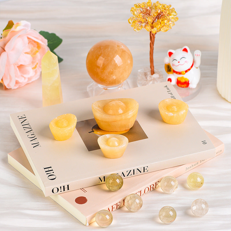 Natural citrine box gift combination lucky cat crystal ball seven-star array crystal ball engraving piece ingot combination 