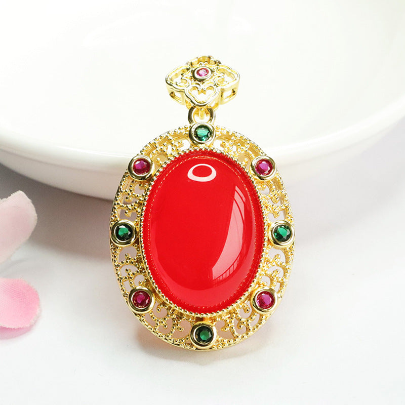 Carnelian pendant ice pigeon blood carnelian necklace ethnic style MN4042407