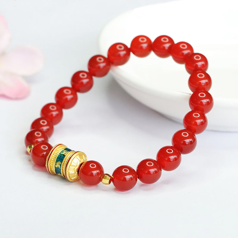 Natural red agate bracelet chalcedony six-word motto bracelet welfare MN4062302