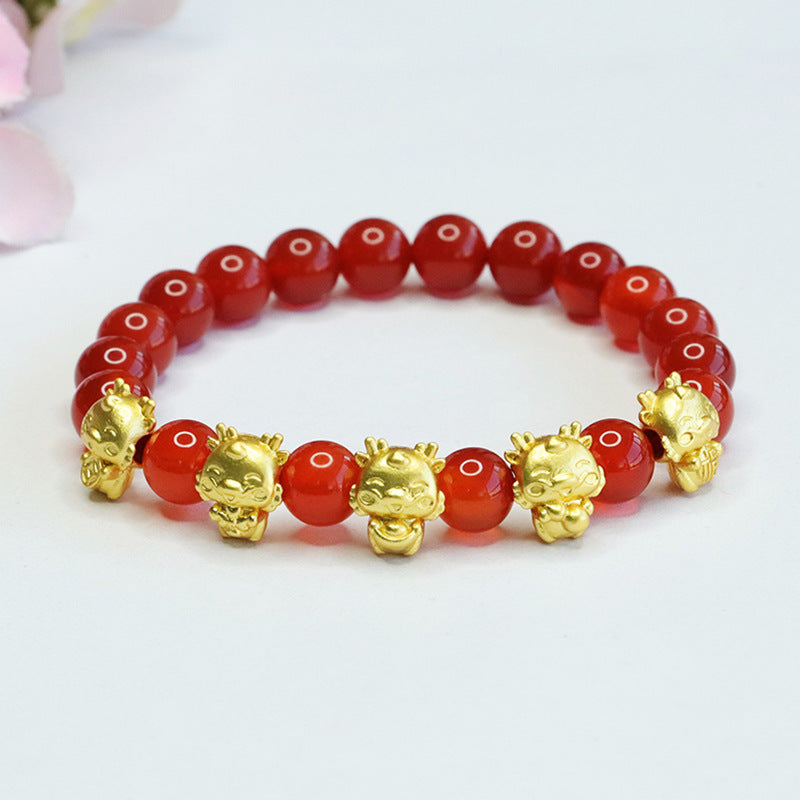 Customized natural red agate Five Fortune Dragon Bracelet Year of the Dragon Ben Ming Nian CB3111205