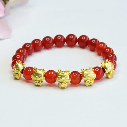 Customized natural red agate Five Fortune Dragon Bracelet Year of the Dragon Ben Ming Nian CB3111205