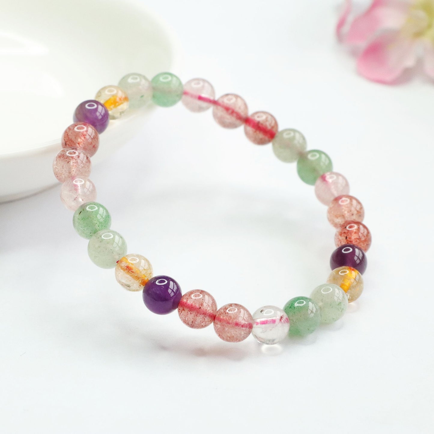 Natural crystal bracelet Duobao strawberry crystal amethyst citrine bracelet factory live delivery CB2120605 