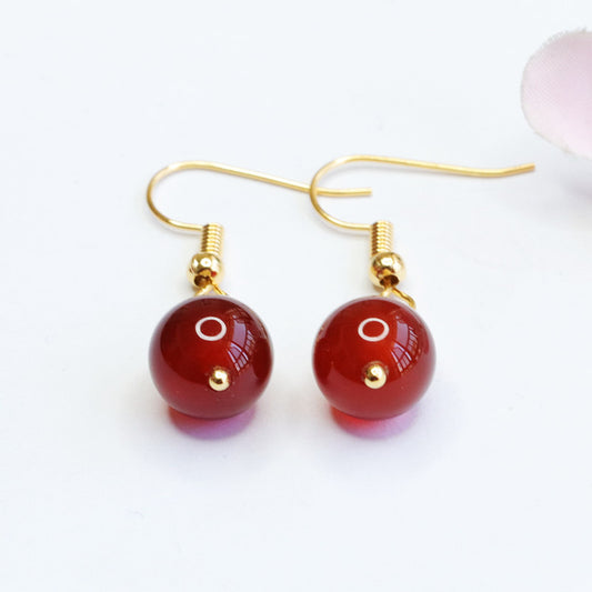 Natural red agate ear hook chalcedony earrings earrings jewelry accessories MN2040315