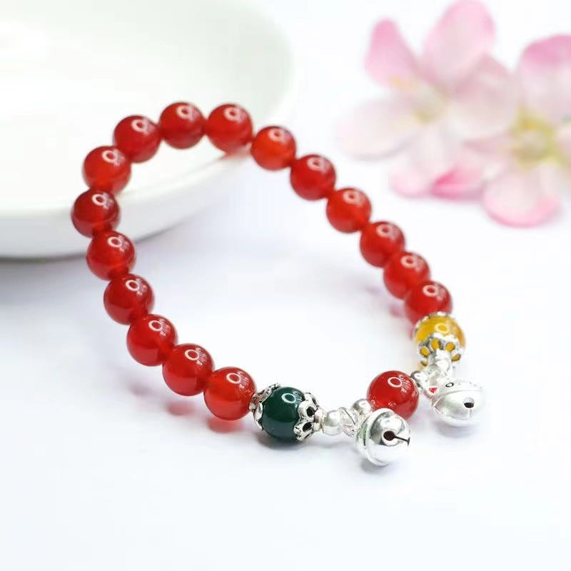 Pure Silver Red Agate Bracelet Chalcedony Year of the Tiger Bracelet Zodiac Tiger MN1122582