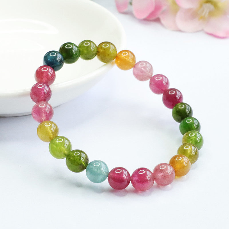 Natural tourmaline bracelet old mine Brazilian rainbow bracelet 8m crystal color treasure supply CB2081604 