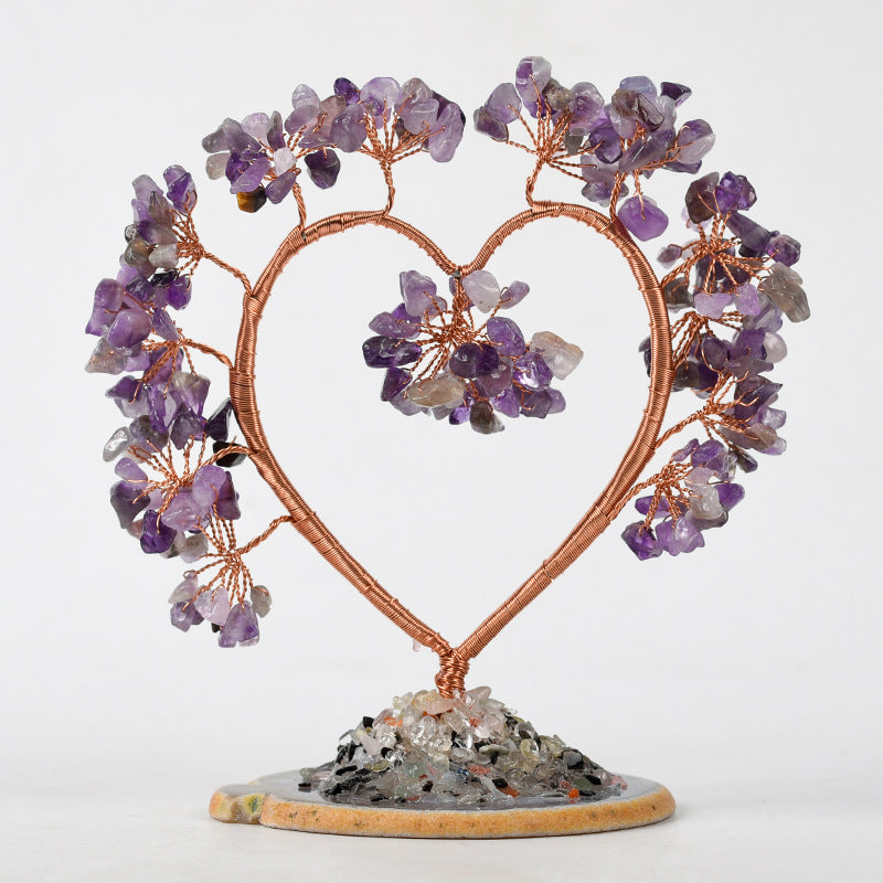 Love style agate base crystal tree ornaments crafts amethyst crystal tree home office desk craft tree decorations 