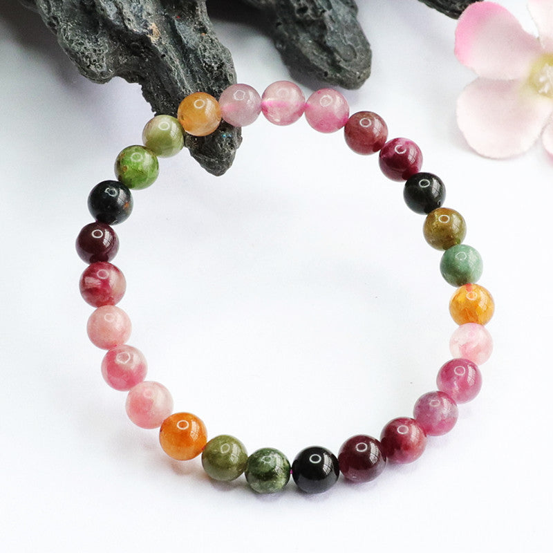 Natural Tourmaline Bracelet Rainbow Bracelet Bead String Women's Crystal Colorful Jewelry CB2042101 