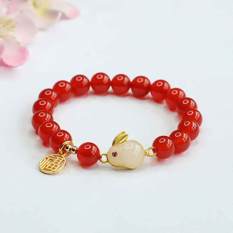 Natural Agate Rabbit Bracelet Red Agate Year of the Rabbit Bracelet Jewelry Jewelry MN2121408