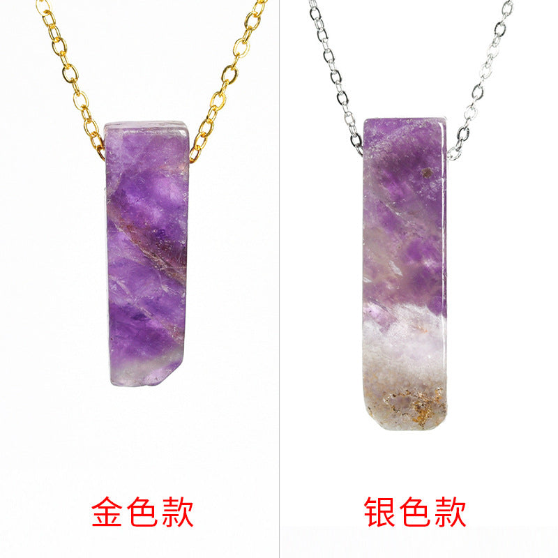 Natural crystal agate personalized irregular flat long necklace with long pendant 